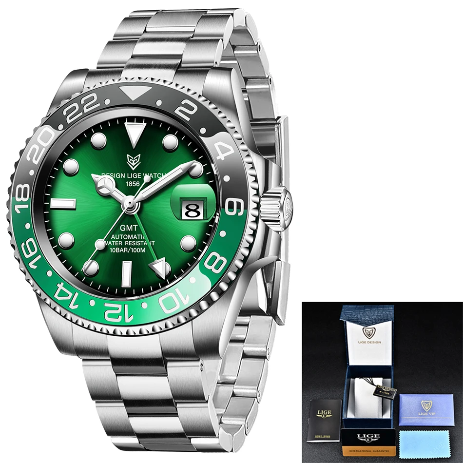 2020 New Sports Mechanical Wristwatch Stainless Steel 100ATM Waterproof Diving GMT Watch LIGE Top Brand Men Watches Reloj Hombre
2020 New Sports Mechanical Wristwatch Stainless Steel 100ATM Waterproof Diving GMT Watch LIGE Top Brand Men Watches Reloj Hombre