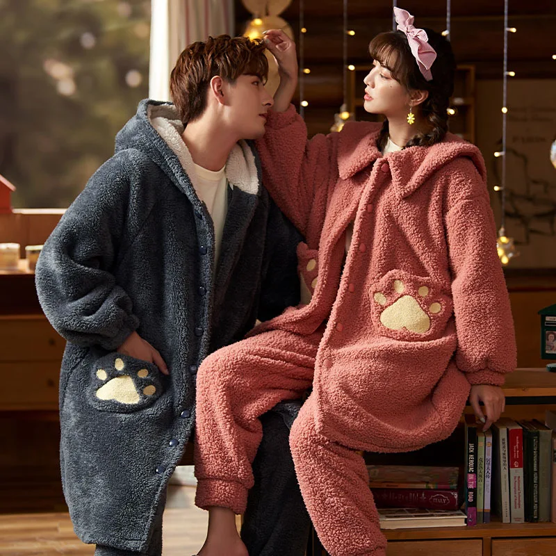 Winter New Cartoon Cute Couple Robe Women Thick Flannel Bathrobe Sleepwear Men Loose Casual Coral Velvet Homewear Nightdress
Winter New Cartoon Cute Couple Robe Women Thick Flannel Bathrobe Sleepwear Men Loose Casual Coral Velvet Homewear Nightdress
