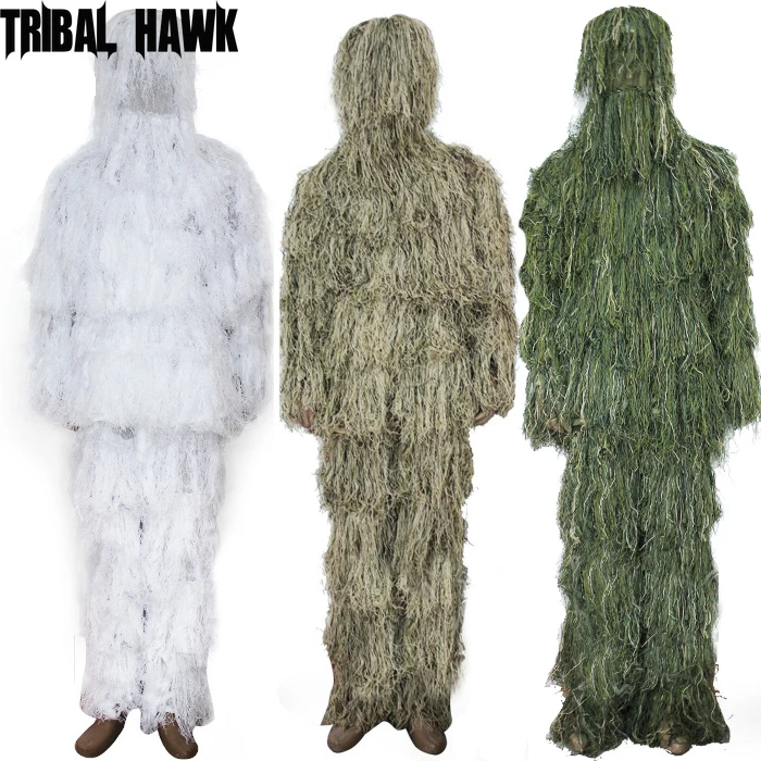 Полный размер 3D Увядшая трава Ghillie костюм 5 шт. снайперская Военная Тактическая