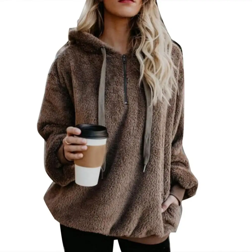 2021 New Plus Size Winter Casual Fashion Solid Color 1/4 Zip Up Fluffy Hoodies Tops Hooded Sweatshirt for Women
2021 New Plus Size Winter Casual Fashion Solid Color 1/4 Zip Up Fluffy Hoodies Tops Hooded Sweatshirt for Women