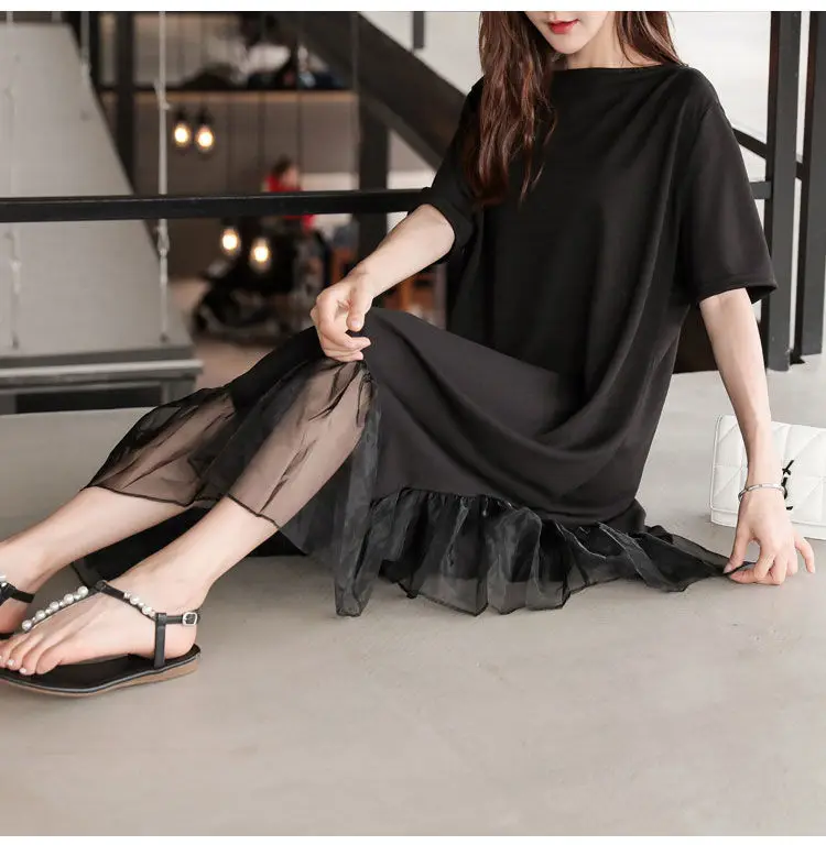 2020 Women Summer Cotton Loose Vintage Black T-shirt Dress Splicing Mesh irregular Short Sleeve Dresses Plus Size 5XL FY116
2020 Women Summer Cotton Loose Vintage Black T-shirt Dress Splicing Mesh irregular Short Sleeve Dresses Plus Size 5XL FY116