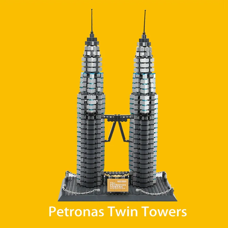 

Wange World Architecture Famous Petronas Twin Towers 3D Model Building Blocks Kit Bricks Educational Toys for Children Kids Gift