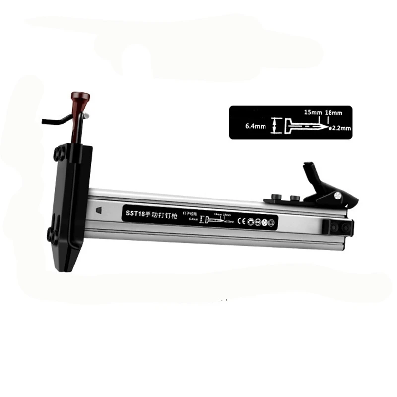ST18 Alloy Manual Woodworking Nailer Stapler Furniture Floor Sofa Picture Frame Stapler for 10-18mm Nails
ST18 Alloy Manual Woodworking Nailer Stapler Furniture Floor Sofa Picture Frame Stapler for 10-18mm Nails