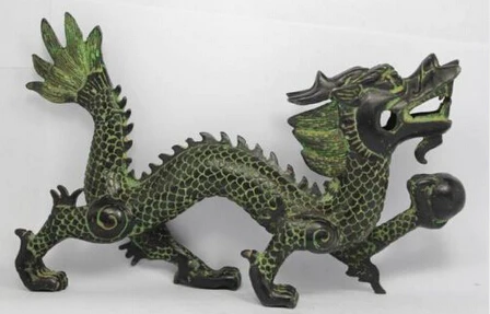 

Искусство бронзовое украшение ремесла латунь китайская Ручная работа ДРАКОН старая бронзовая статуя