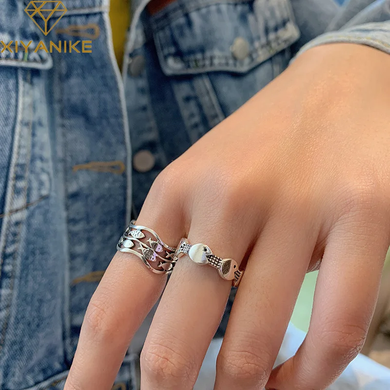 XIYANIKE 925 Sterling Silver Double-layer Fish Vintage Wavy Rings Hip-hop Exquisit Distressed Fashion Handmade Ring Couple Gifts
XIYANIKE 925 Sterling Silver Double-layer Fish Vintage Wavy Rings Hip-hop Exquisit Distressed Fashion Handmade Ring Couple Gifts