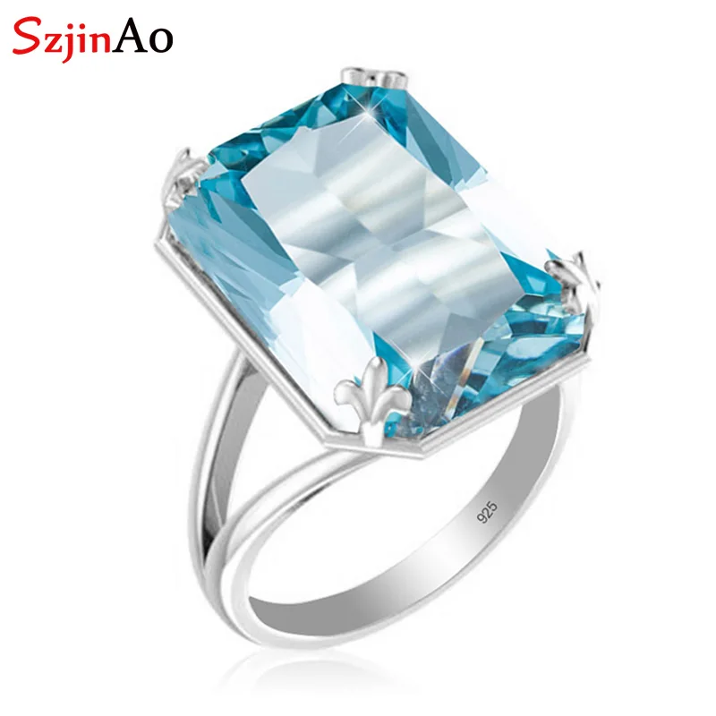 Женское кольцо с квадратным голубым аквамарином Szjinao, винтажное ювелирное изделие из серебра 925 пробы с вырезами
Женское кольцо с квадратным голубым аквамарином Szjinao, винтажное ювелирное изделие из серебра 925 пробы с вырезами