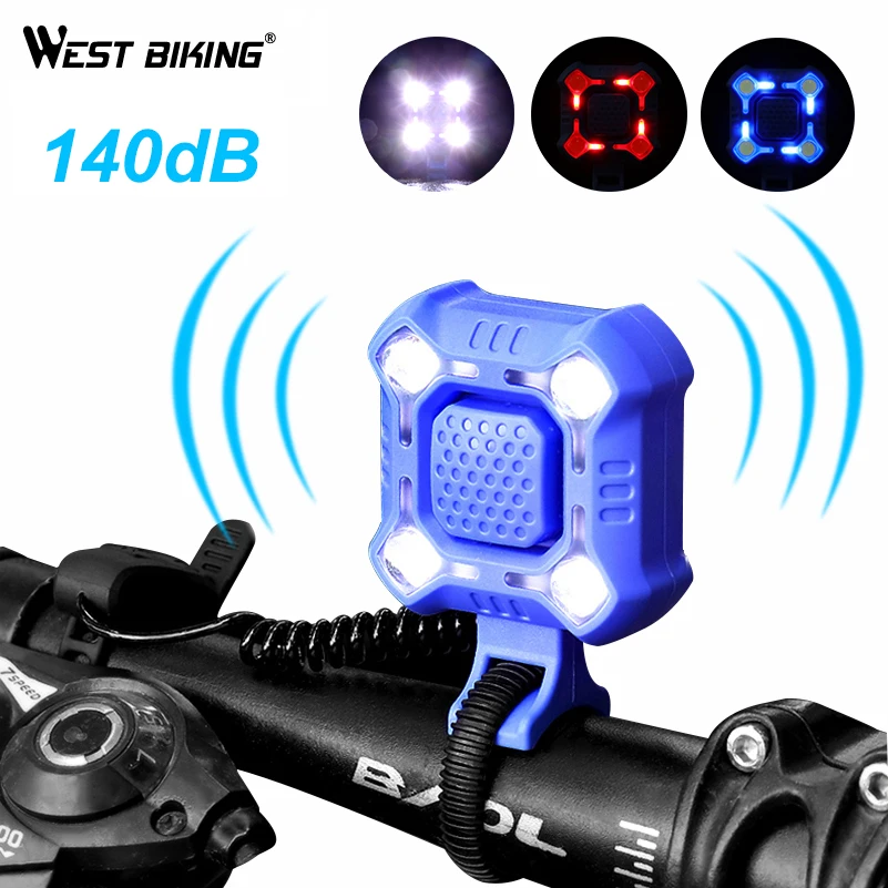 WEST BIKING 140 dB Bike Bell 4 Lamp Cycling Light 1200mAh Electric Horn Waterproof USB Charging Loud Alarm Security Bicycle Bell
WEST BIKING 140 dB Bike Bell 4 Lamp Cycling Light 1200mAh Electric Horn Waterproof USB Charging Loud Alarm Security Bicycle Bell