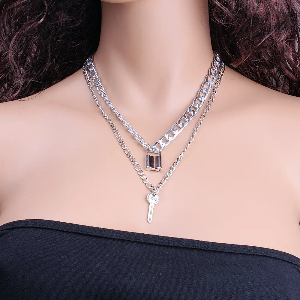 Gothtic Gold Lock Chunky Chain Necklace For Women Men Big Chain Unlockable Lock Key Pendant Necklaces Exaggerated Jewelry
Gothtic Gold Lock Chunky Chain Necklace For Women Men Big Chain Unlockable Lock Key Pendant Necklaces Exaggerated Jewelry