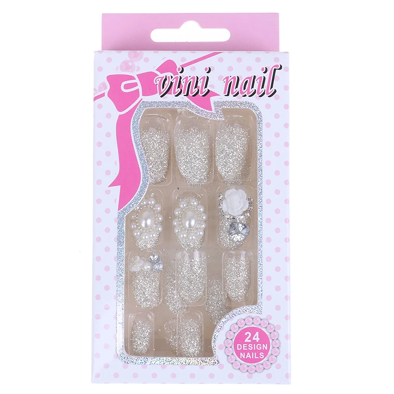 24 Pcs Flower Printing Artificial Nails Fashion Shining Rhinestone False Nails Girls Simulation Pearl Finish Fake Nail
24 Pcs Flower Printing Artificial Nails Fashion Shining Rhinestone False Nails Girls Simulation Pearl Finish Fake Nail