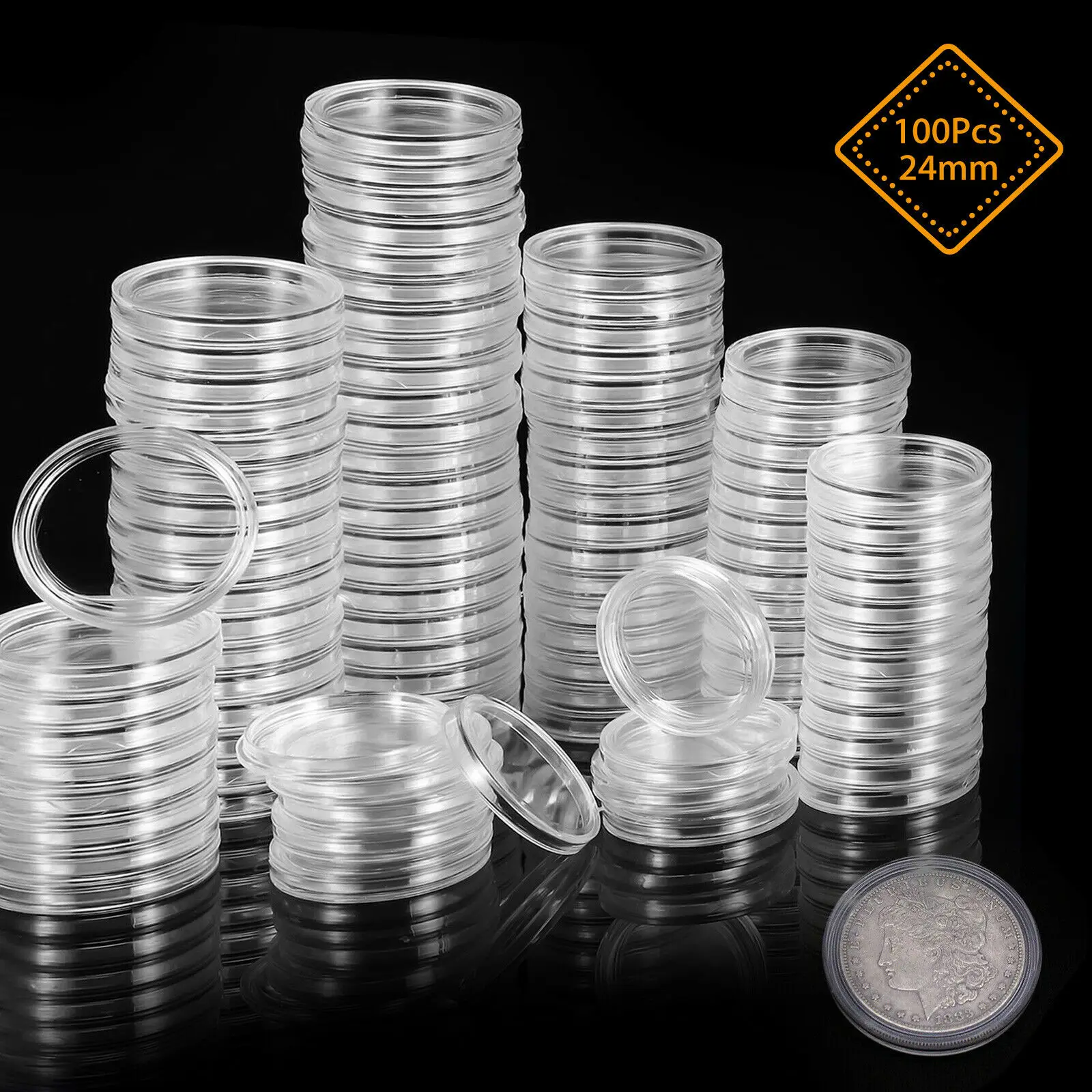 100Pcs 24 Mm Plastics Transparent Round Coin Capsules Coin Collection Holder Storage Container Home Supplies
100Pcs 24 Mm Plastics Transparent Round Coin Capsules Coin Collection Holder Storage Container Home Supplies