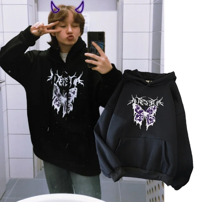Women's Fashion Harajuku Hoodie Fall/Winter Long Sleeve Hip Hop Butterfly Print Pullover Goth Punk Casual Loose Street Sweater
Women's Fashion Harajuku Hoodie Fall/Winter Long Sleeve Hip Hop Butterfly Print Pullover Goth Punk Casual Loose Street Sweater