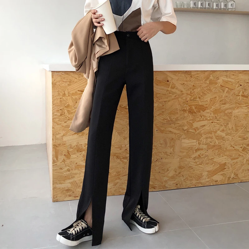Split straight leg pants women high waist pants spring and summer new casual wide-leg pants fashion suit pants trousers
Split straight leg pants women high waist pants spring and summer new casual wide-leg pants fashion suit pants trousers