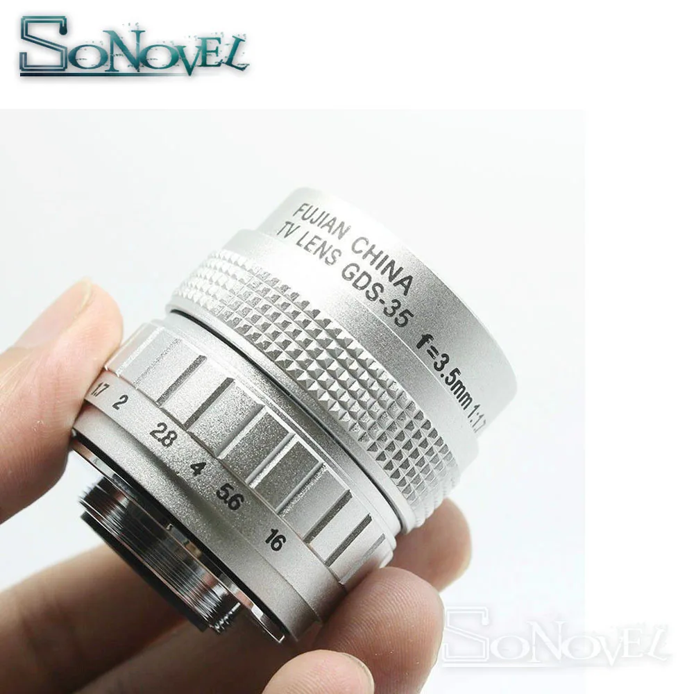 Серебристая Фуцзянь 35 мм F1.7 CCTV объектив с креплением + макрокольцо для Panasonic Micro 4/3