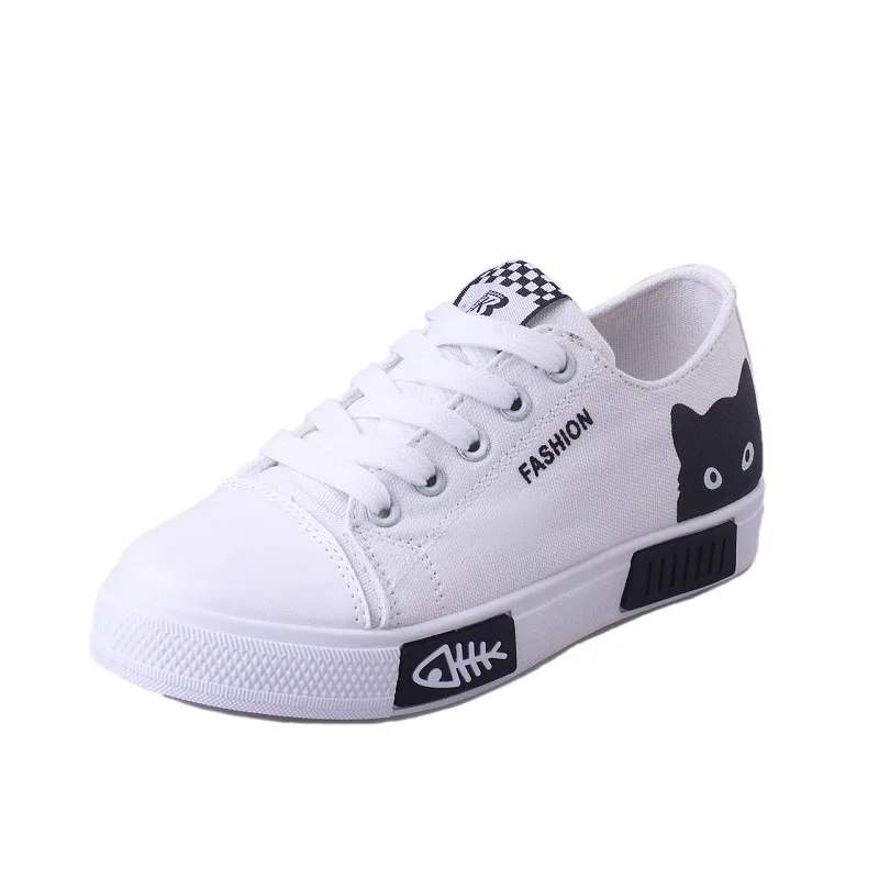 2020 White Black Women Vulcanized Sneakers Breathable Flat Casual White Shoes Cat Woman Spring and Autumn Canvas Shoes
2020 White Black Women Vulcanized Sneakers Breathable Flat Casual White Shoes Cat Woman Spring and Autumn Canvas Shoes