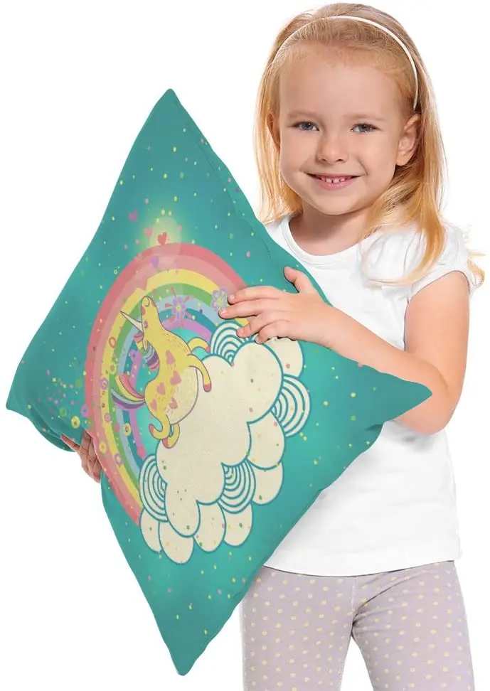 Moslion Unicorn Pillow Cover,Cute Unicorns Rainbow in The Clouds Home Decorative Throw Pillow Cover Cotton Linen Cushion for
Moslion Unicorn Pillow Cover,Cute Unicorns Rainbow in The Clouds Home Decorative Throw Pillow Cover Cotton Linen Cushion for