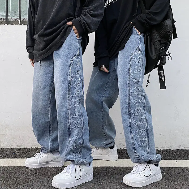 Korean version ins hip hop cashew flower denim pants loose and thin high waist straight tube wide leg legged pants men's and
Korean version ins hip hop cashew flower denim pants loose and thin high waist straight tube wide leg legged pants men's and