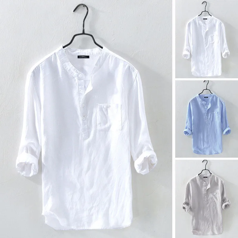 Chemise Homme 2021 summer men's shirt pure cotton 3 / 4 sleeve standing collar Harajuku top pure color retro brand shirt street
Chemise Homme 2021 summer men's shirt pure cotton 3 / 4 sleeve standing collar Harajuku top pure color retro brand shirt street