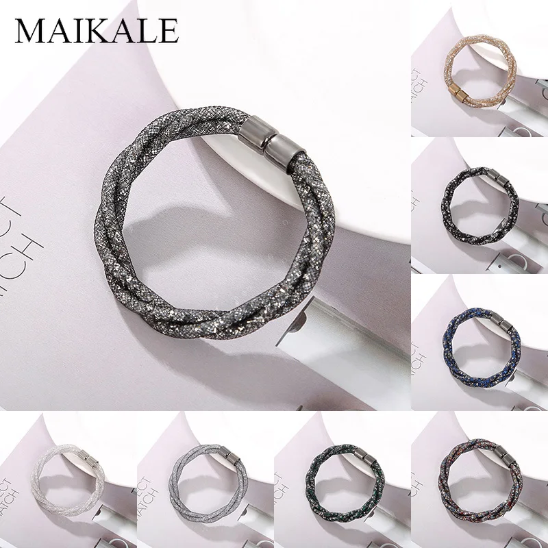 MAIKALE Lovely Austrian Crystal Mesh Bracelets Tube Cuff Bangles Multicolor Magnetic Clasp Bracelets for Women Girls Charm Gifts
MAIKALE Lovely Austrian Crystal Mesh Bracelets Tube Cuff Bangles Multicolor Magnetic Clasp Bracelets for Women Girls Charm Gifts