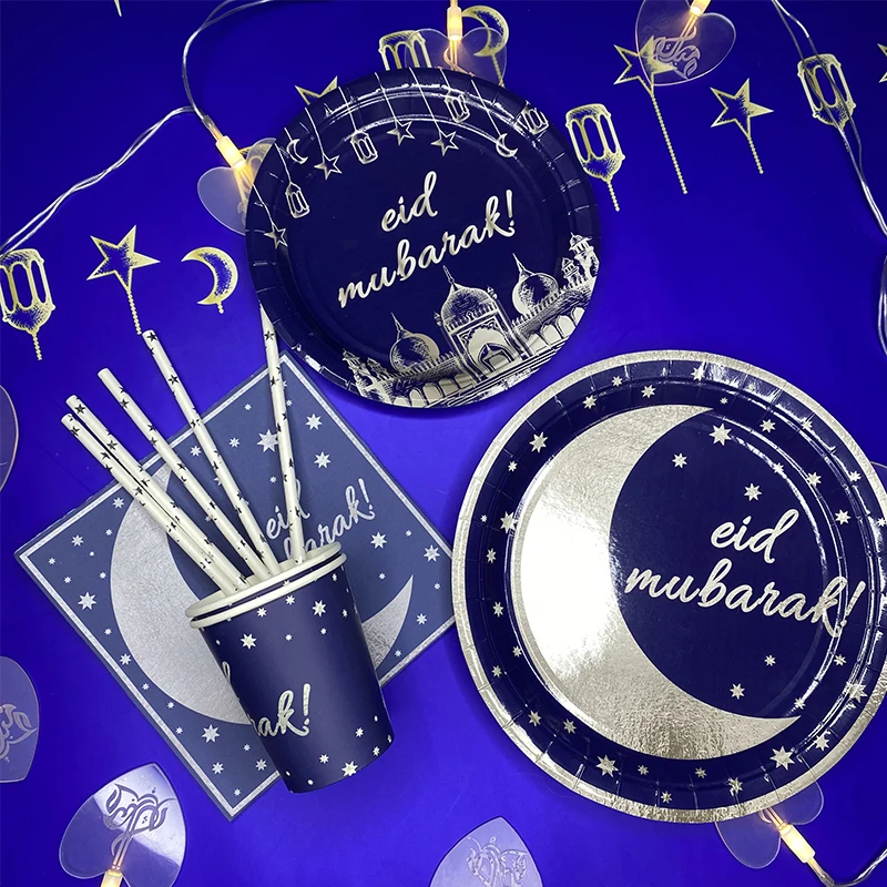Eid Mubarak Moon Banner String Light Paper Plates Cups Ramadan Kareem Decorations Islam Muslim Party Supplies Eid al-Fitr Decor
Eid Mubarak Moon Banner String Light Paper Plates Cups Ramadan Kareem Decorations Islam Muslim Party Supplies Eid al-Fitr Decor