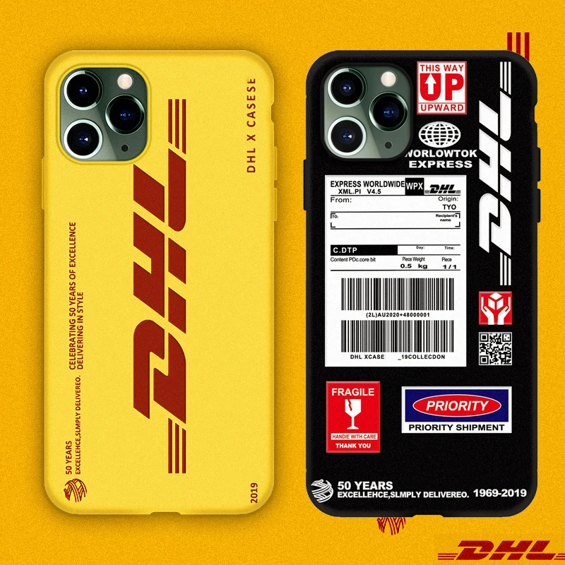

Hot DHL Express 50th Anniversary Edition Label case for iPhone 12 11 Pro X XS MAX 7 8 plus luxury 3D Scrub soft silicon cover