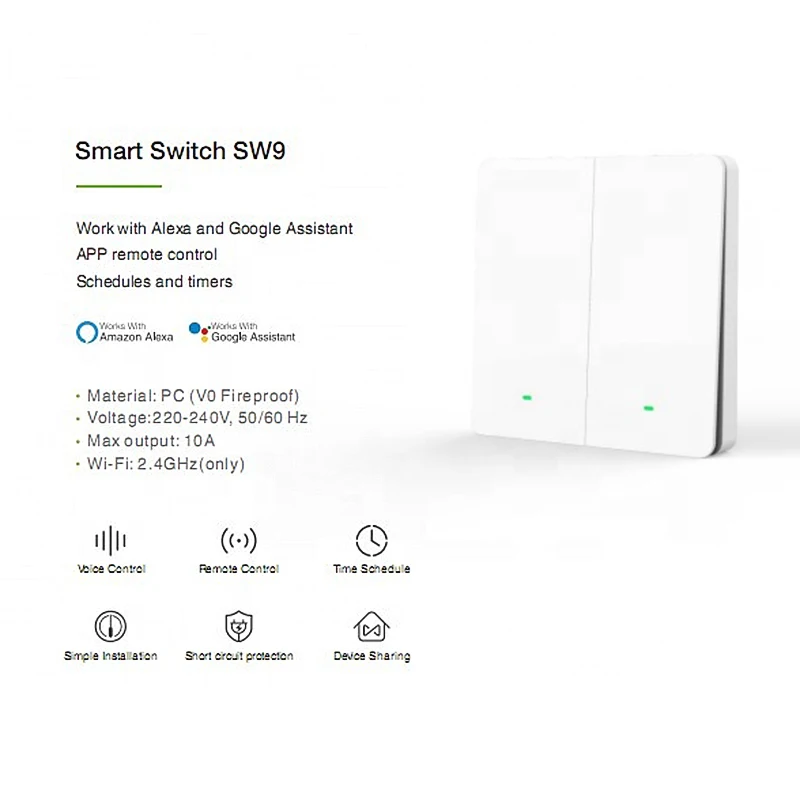 Gosund Smart Light Switch LED Wireless Smart Life APP Remote Control 10A EU Standard 2 Gang Voice Control For Alexa Google Home
Gosund Smart Light Switch LED Wireless Smart Life APP Remote Control 10A EU Standard 2 Gang Voice Control For Alexa Google Home