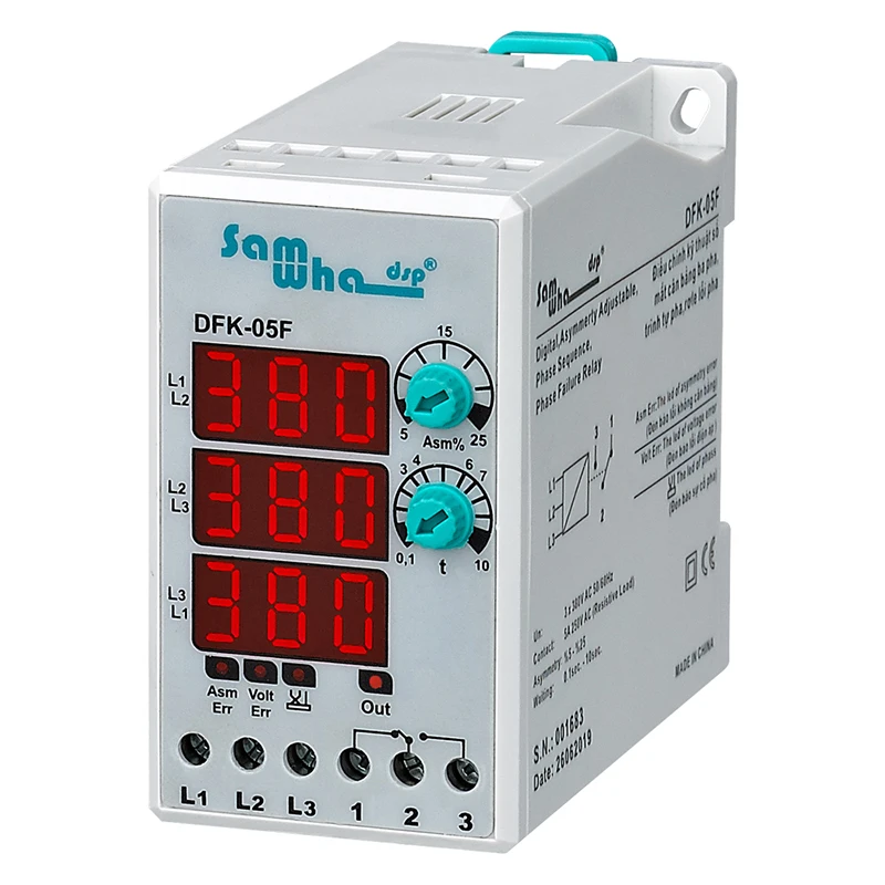 

Samwha-Dsp DFK-05F Digital Three Phase Asymmetry Adjustable Phase Sequence, Phase Failure Relay(3*380V Non-Neutral)