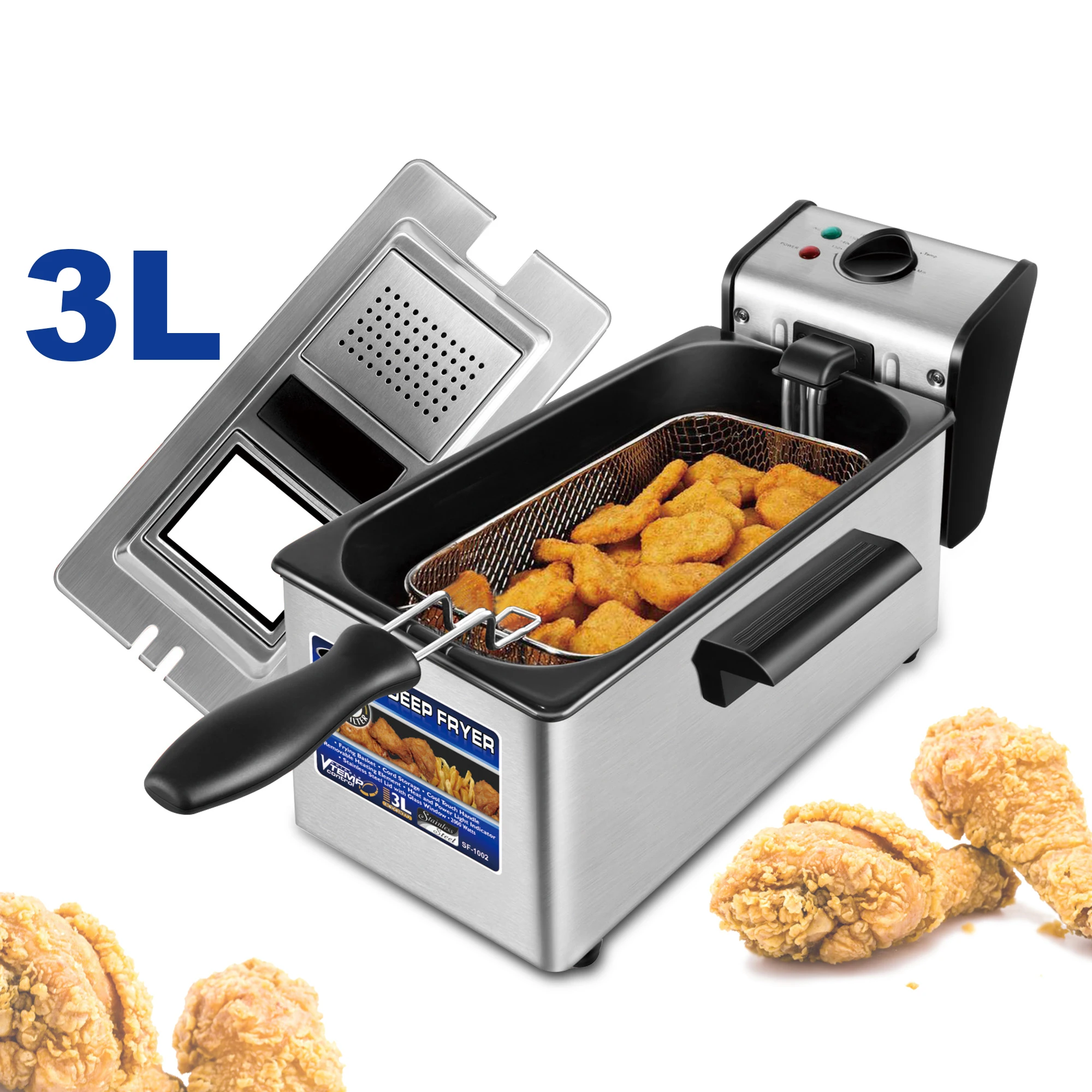 Electric Deep Fryer 3L French Frie Frying Machine Oven Hot Pot Fried Chicken Grill Adjustable Thermostat Kitchen Cooking Sonifer
Electric Deep Fryer 3L French Frie Frying Machine Oven Hot Pot Fried Chicken Grill Adjustable Thermostat Kitchen Cooking Sonifer