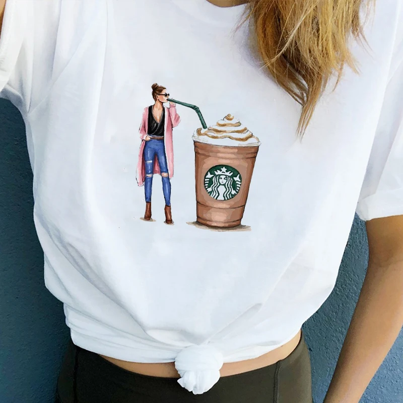 Женская летняя повседневная футболка с короткими рукавами модная кофейная