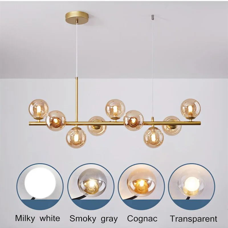 Nordic Golden LED Chandelier Modern Glass Ball 11-head Suspension Lamp, Used For Kitchen Living And Dining Room Hanging Lamps
Nordic Golden LED Chandelier Modern Glass Ball 11-head Suspension Lamp, Used For Kitchen Living And Dining Room Hanging Lamps