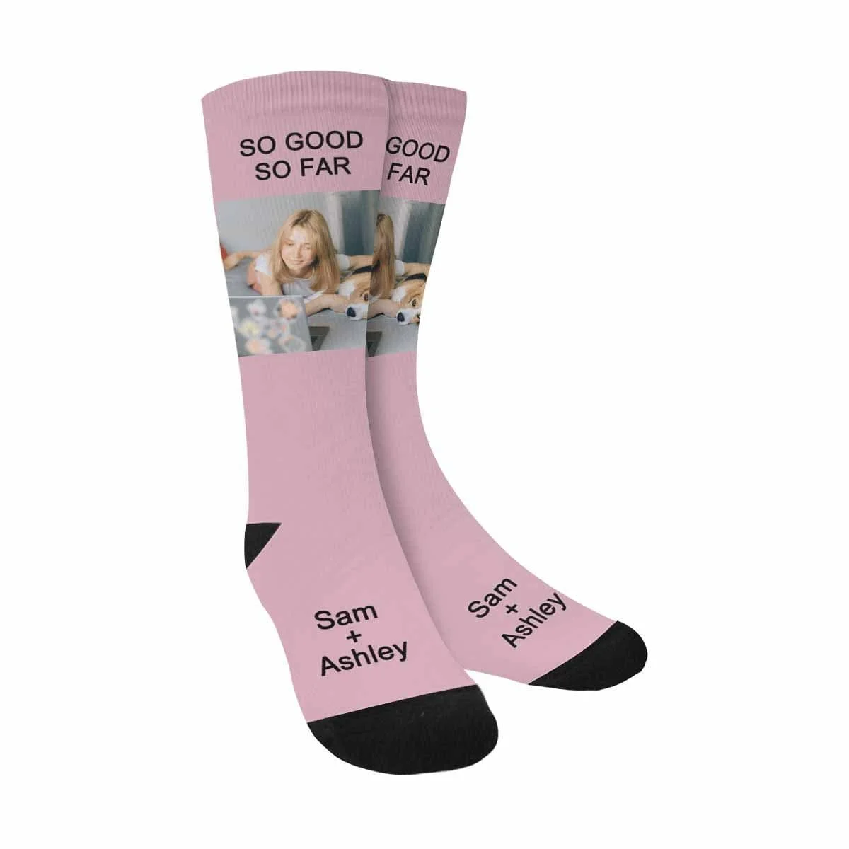 Custom Photo&Name Pink Sublimated Crew Socks 
Custom Photo&Name Pink Sublimated Crew Socks
