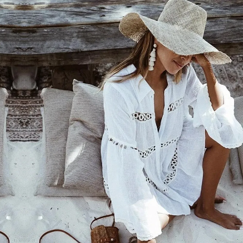 New Summer Beach Cover Ups Swimsuit Women Swimwear Bikini Bathing Suit Female Beach Casual Loose Blouse Shirt Short Mini Dress
New Summer Beach Cover Ups Swimsuit Women Swimwear Bikini Bathing Suit Female Beach Casual Loose Blouse Shirt Short Mini Dress