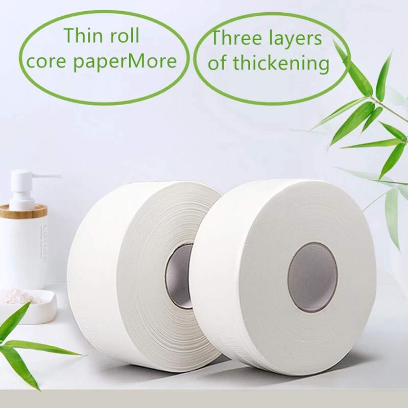 

1 Roll Top Quality Jumbo Roll Toilet Paper 4-Layer Native Wood Soft Toilet Paper Pulp Home Rolling Paper Strong Water Absorption