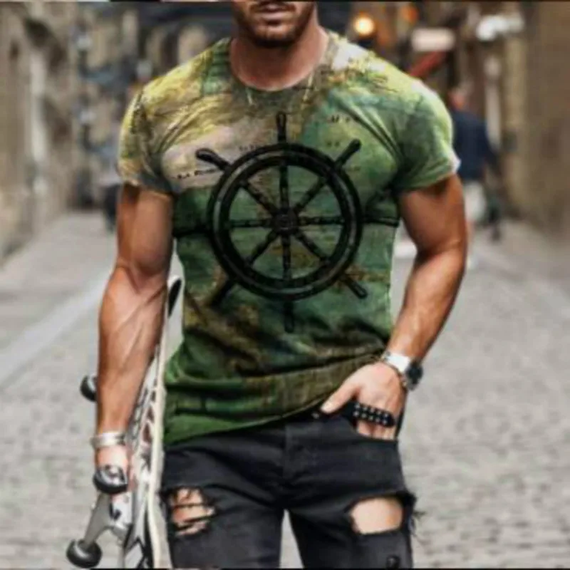 Summer Men's T-Shirt European And American Fashion Marine Style Anchor 3D Printed Clothes Loose Large Size Quick-Drying T-Shirt
Summer Men's T-Shirt European And American Fashion Marine Style Anchor 3D Printed Clothes Loose Large Size Quick-Drying T-Shirt