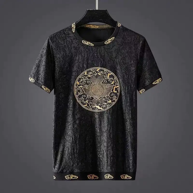 Chinese style half sleeve men's summer tide round neck large size loose black short sleeve men's tide
Chinese style half sleeve men's summer tide round neck large size loose black short sleeve men's tide