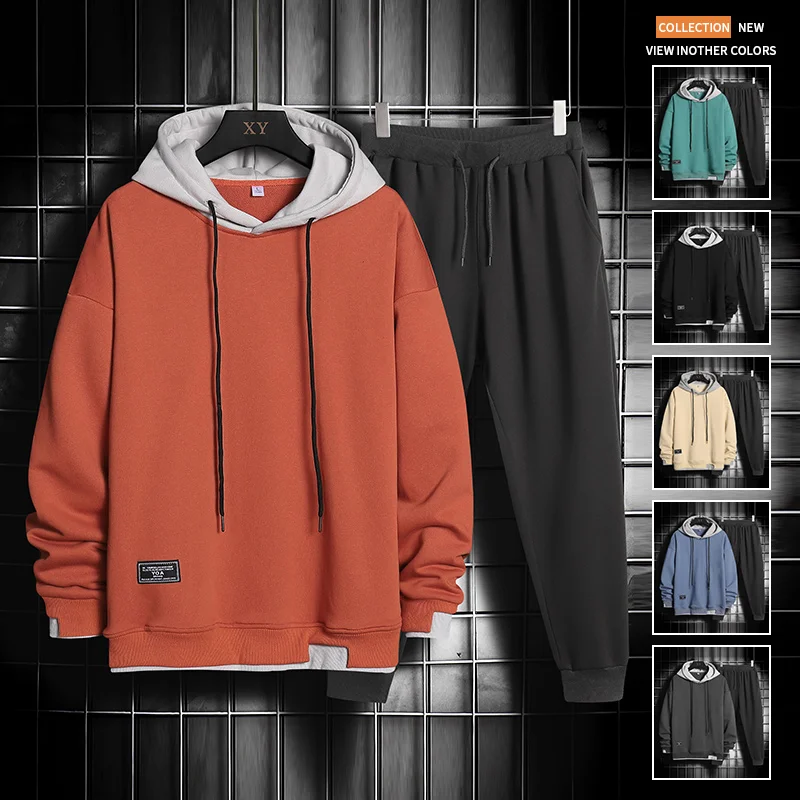 Men's Fake Sweatshirt + Trousers Sets Fashion Label Design Casual Hooded Pullover Spring Autumn Hot Sale Male Running Tracksuit
Men's Fake Sweatshirt + Trousers Sets Fashion Label Design Casual Hooded Pullover Spring Autumn Hot Sale Male Running Tracksuit