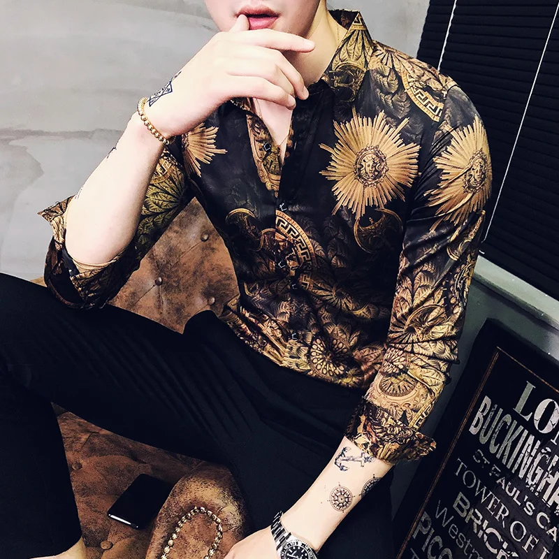 2020 New Luxury Boutique Fashion Peacock Print Mens Slim Casual Long-sleeved Shirt Personality Design Male Social Leisure Shirts
2020 New Luxury Boutique Fashion Peacock Print Mens Slim Casual Long-sleeved Shirt Personality Design Male Social Leisure Shirts