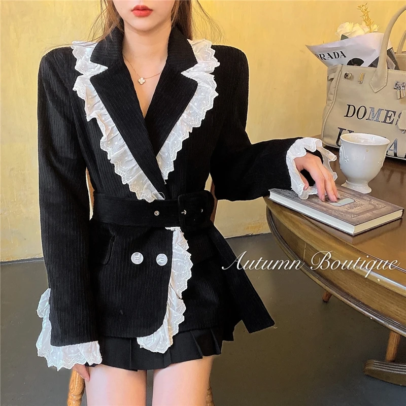 Corduroy suit coat women's autumn winter port style waist closing loose temperament French style small suit top with
Corduroy suit coat women's autumn winter port style waist closing loose temperament French style small suit top with