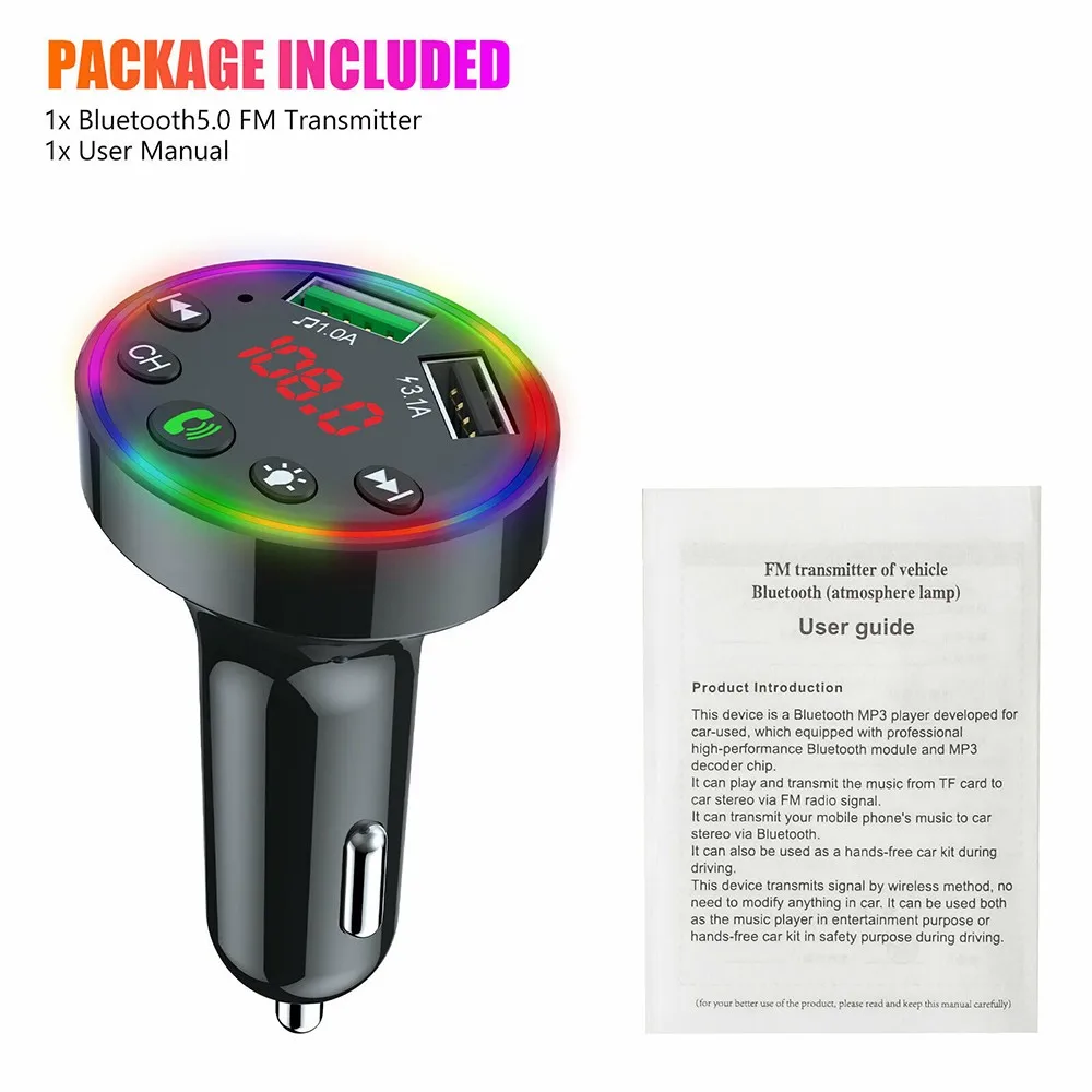 Bluetooth 5.0 FM Transmitter Car MP3 Player Wireless Handsfre Audio Receiver Dual USB Fast Charger TF U Disk Play
Bluetooth 5.0 FM Transmitter Car MP3 Player Wireless Handsfre Audio Receiver Dual USB Fast Charger TF U Disk Play