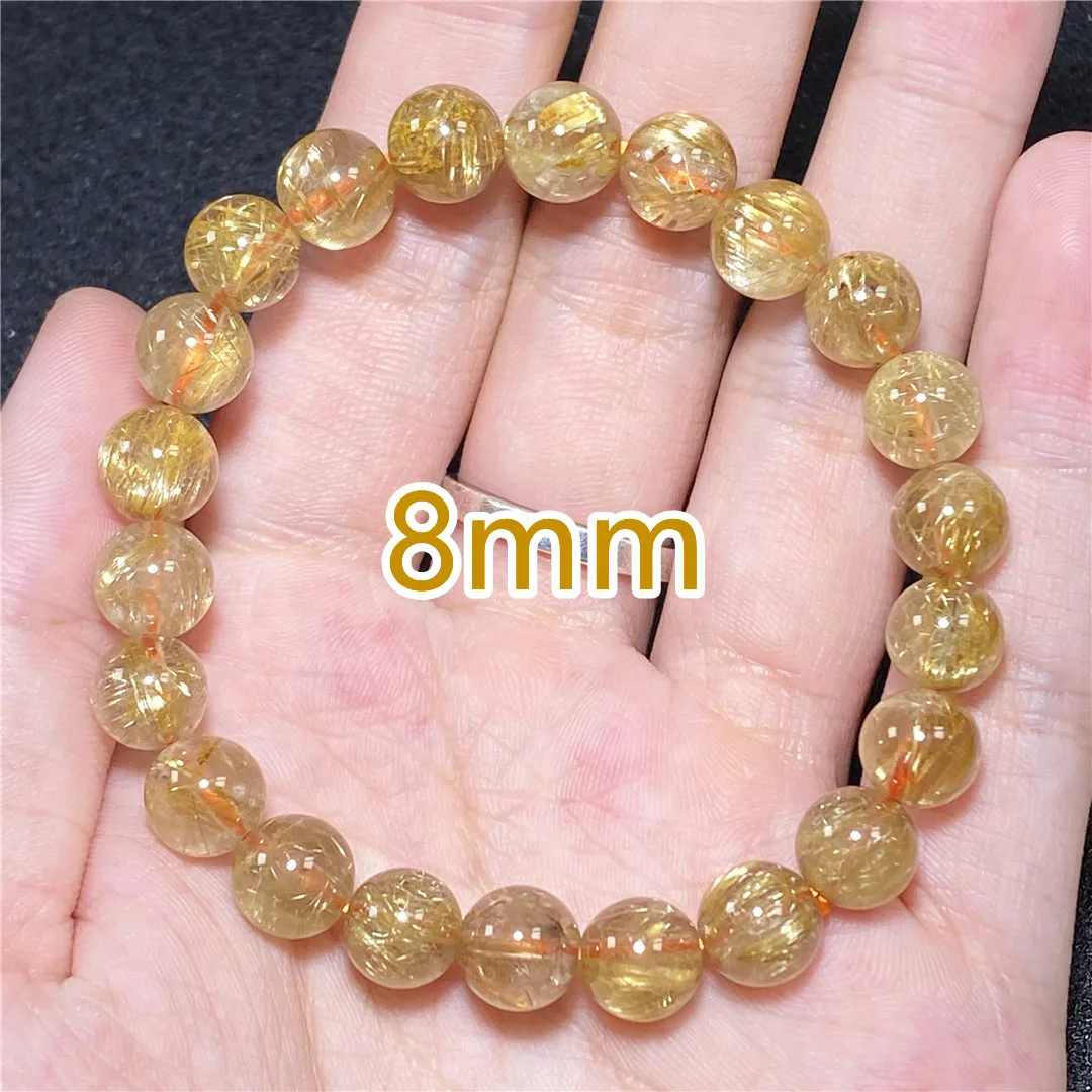 

Natural Gold Rutilated Quartz Bracelet For Woman Man Wealth Luck Gift Crystal 8mm Beads Energy Gemstone Jewelry Strands AAAAA