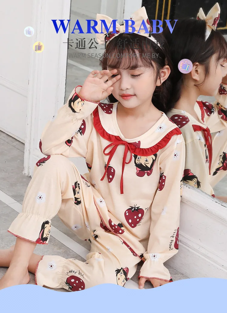 Young Girl Pajamas Autumn Winter Long Sleeve Cotton Pajamas Sets Print Girl Sleepwear Set Kid Home Wear Christmas Gift Hair Band 
Young Girl Pajamas Autumn Winter Long Sleeve Cotton Pajamas Sets Print Girl Sleepwear Set Kid Home Wear Christmas Gift Hair Band