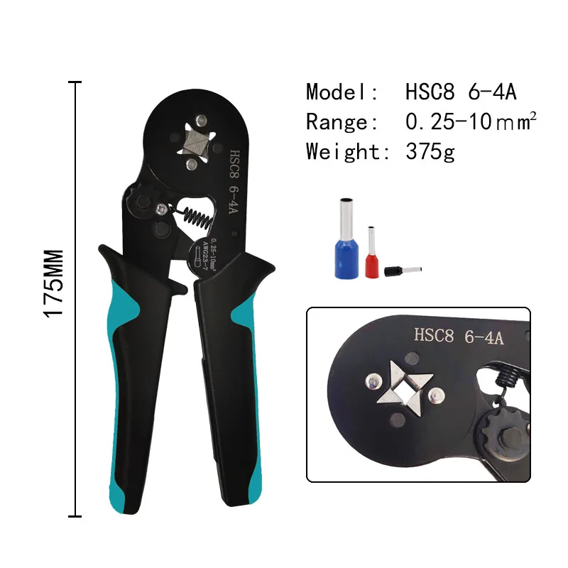 Electrical Electrician Crimping Tool Kit, HSC8 6-4A Crimping Pliers, Multi-Function Wire Stripper, For Tubular Terminal Blocks
Electrical Electrician Crimping Tool Kit, HSC8 6-4A Crimping Pliers, Multi-Function Wire Stripper, For Tubular Terminal Blocks