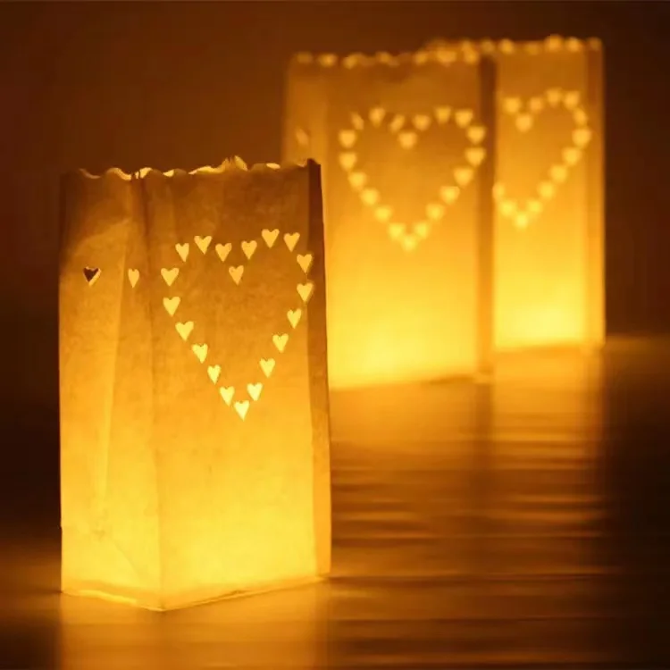 20 pcs/lot Heart Shaped Tea Light Holder Luminaria Paper Lantern Candle Bag For Christmas Party Outdoor Wedding Decoration New
20 pcs/lot Heart Shaped Tea Light Holder Luminaria Paper Lantern Candle Bag For Christmas Party Outdoor Wedding Decoration New