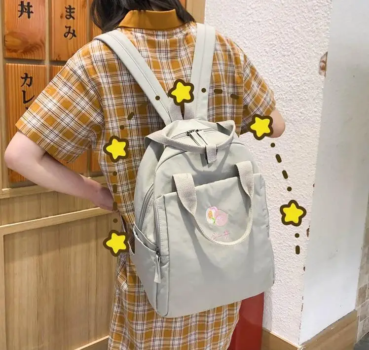 New Fruit embroidery Women Little Fresh Waterproof Nylon Solid Color Backpack 
New Fruit embroidery Women Little Fresh Waterproof Nylon Solid Color Backpack