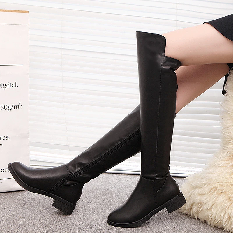 Leather Boots Women Winter Plush PU Rubber Boots for Women Suede Knee High Boots Retouch Leg Female Boots Soft
Leather Boots Women Winter Plush PU Rubber Boots for Women Suede Knee High Boots Retouch Leg Female Boots Soft