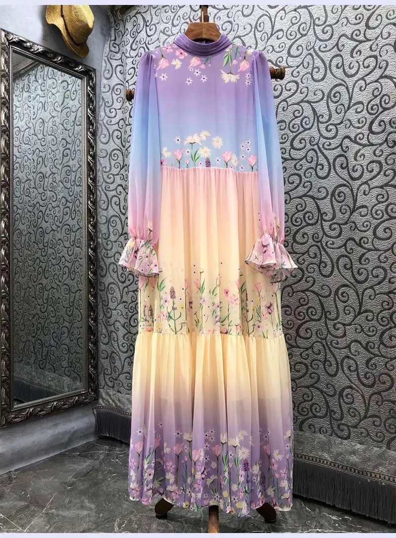 New 2022 Spring Long Dress High Quality Women Gradient Color Floral Print Back Bow Deco Long Sleeve Casual Party Maxi Dress
New 2022 Spring Long Dress High Quality Women Gradient Color Floral Print Back Bow Deco Long Sleeve Casual Party Maxi Dress
