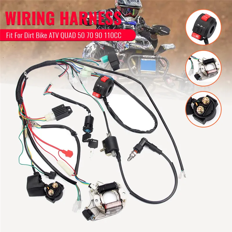 Full Electrical Wiring Harness Kit Fit For Dirt Bike ATV QUAD 50 70 90 110CC with Rectifier Ignition Key Coil CDI Unit
Full Electrical Wiring Harness Kit Fit For Dirt Bike ATV QUAD 50 70 90 110CC with Rectifier Ignition Key Coil CDI Unit