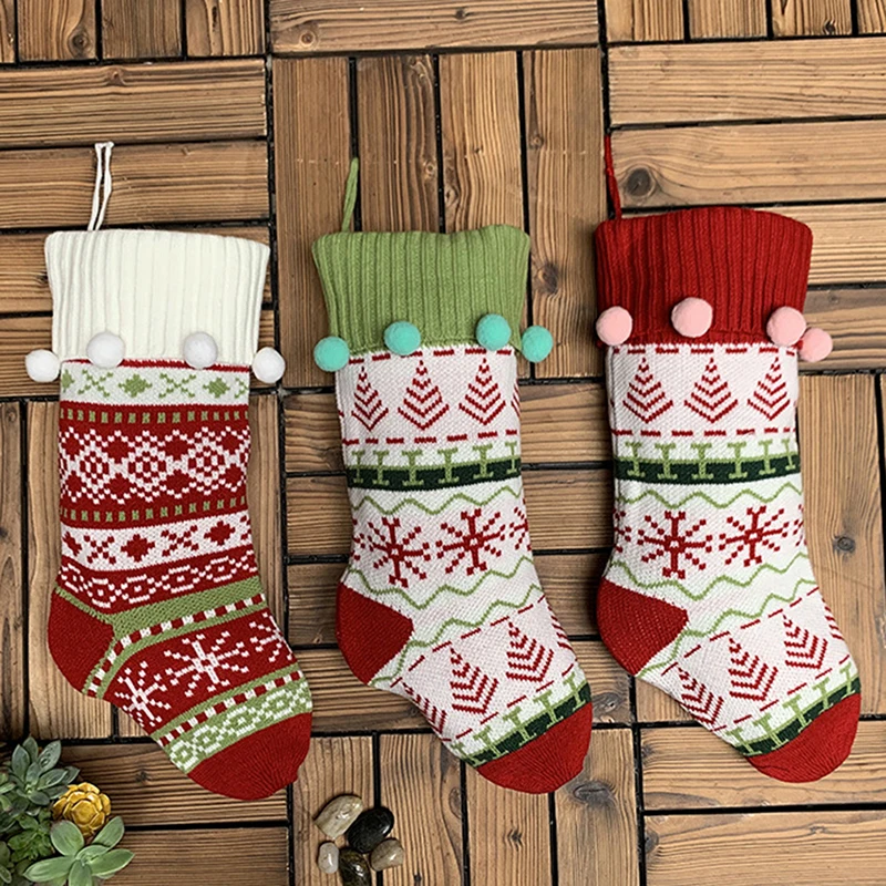 Christmas Stockings Gift Bag Knitted Wool Socks Christmas Tree Ornaments New Year Kids Gift Xmas Candy Apple Large Bags
Christmas Stockings Gift Bag Knitted Wool Socks Christmas Tree Ornaments New Year Kids Gift Xmas Candy Apple Large Bags