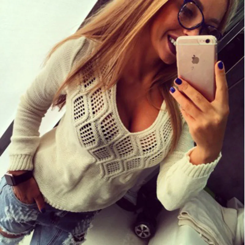 Loose Spring Summer Sweater Women European Elegant Sexy Knitted Sweater Female Pullovers Fashion Solid Hollow Out Jumpers Tops
Loose Spring Summer Sweater Women European Elegant Sexy Knitted Sweater Female Pullovers Fashion Solid Hollow Out Jumpers Tops