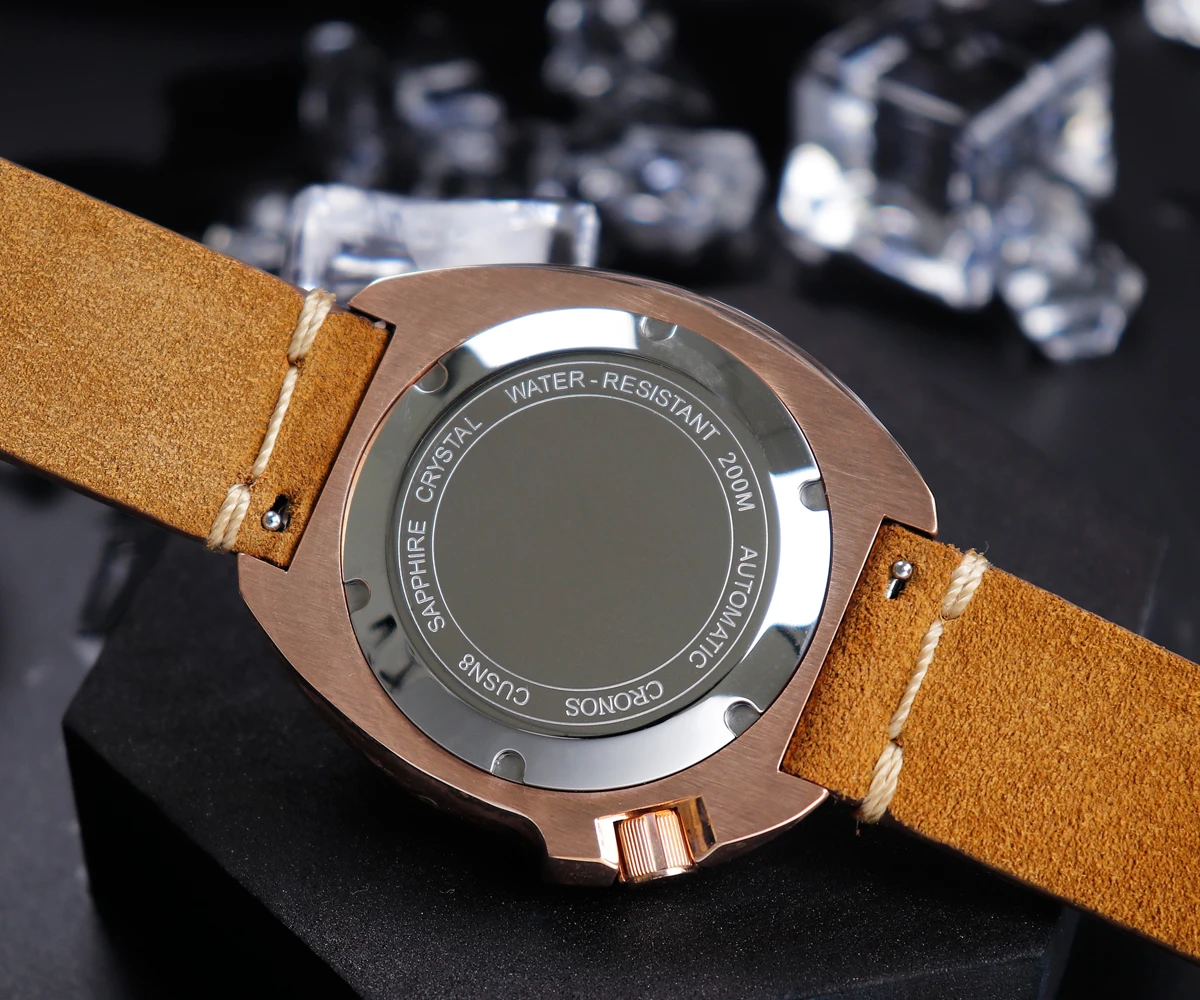Cronos Turtle Diver Men Watch Bronze Blue Dial PT5000 Automatic Movement Rotating Bezel Sapphire Crystal Leather Strap
Cronos Turtle Diver Men Watch Bronze Blue Dial PT5000 Automatic Movement Rotating Bezel Sapphire Crystal Leather Strap