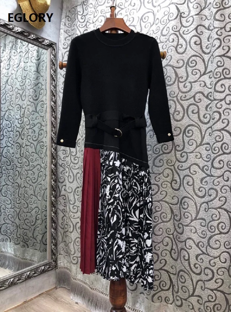 Knitted Dress 2020 Autumn Winter Fashion Clothing Women Vintage Print Patchwork Buttons Deco 3/4 Sleeve Mid-Calf Pleated Dress
Knitted Dress 2020 Autumn Winter Fashion Clothing Women Vintage Print Patchwork Buttons Deco 3/4 Sleeve Mid-Calf Pleated Dress